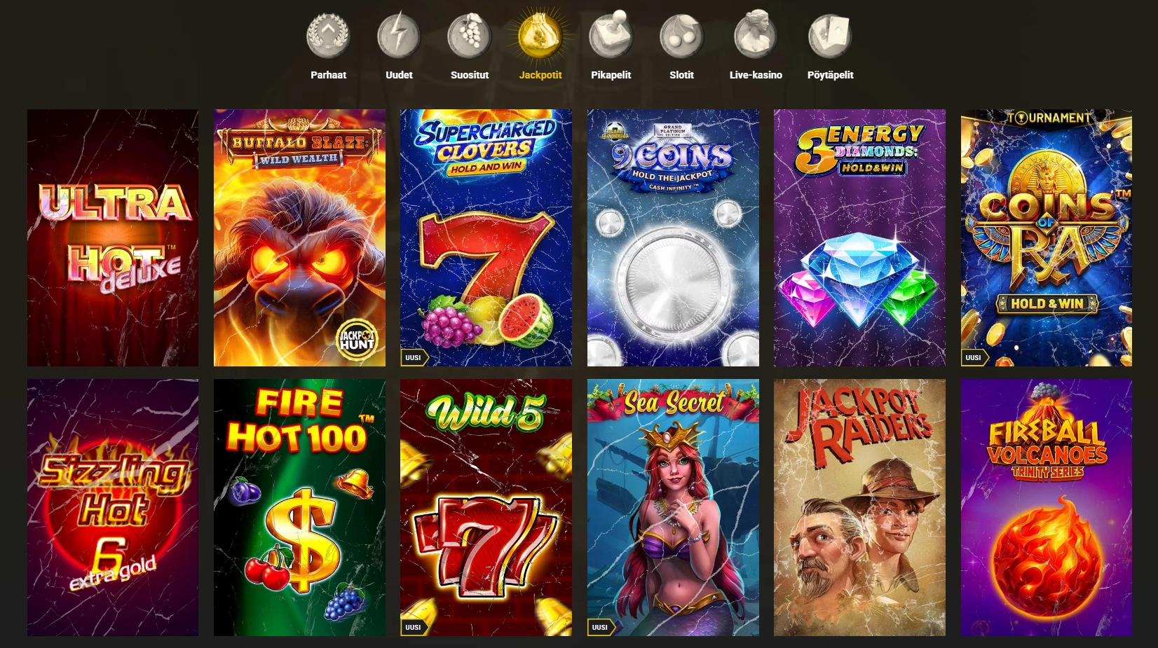 Casinoly Jättipotit ja progressiiviset pelit